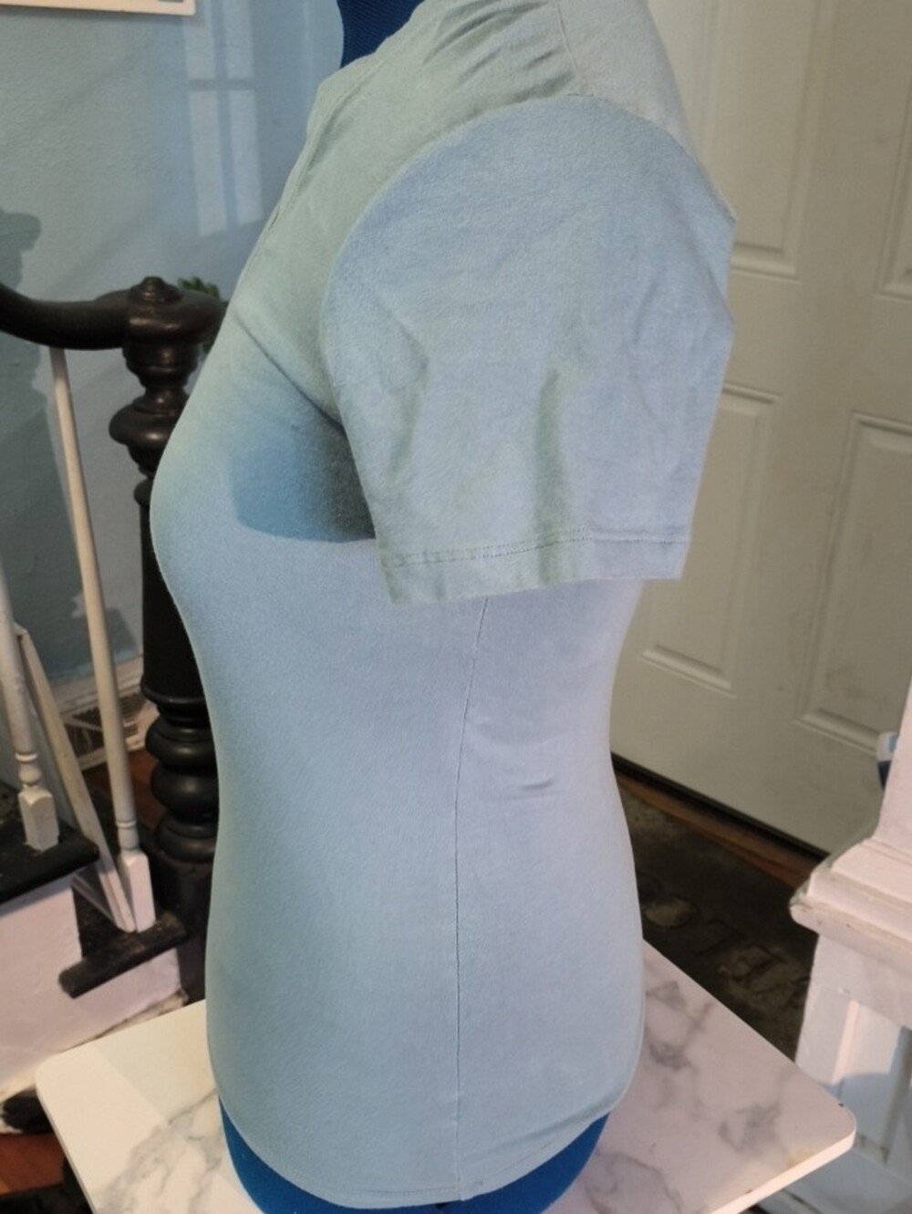 Zenana Classic V-Neck Women's Tee - Light Blue/Gray - Picture 3 of 9